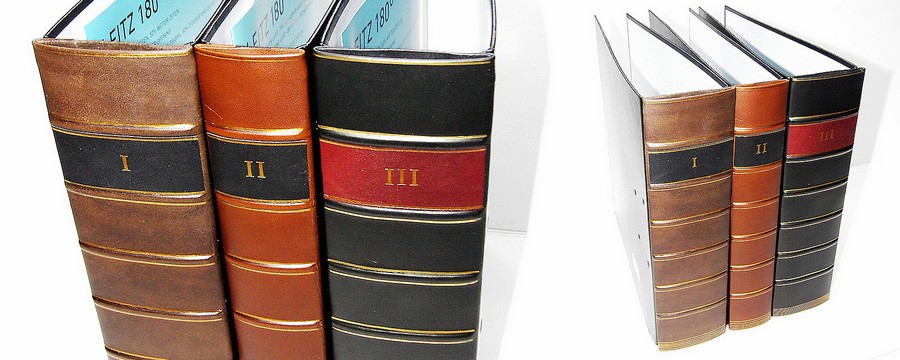 Leder Buchrücken Stehsammler Stehordner mit Prägung