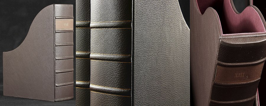 Leder Buchrücken Stehsammler Stehordner mit Prägung