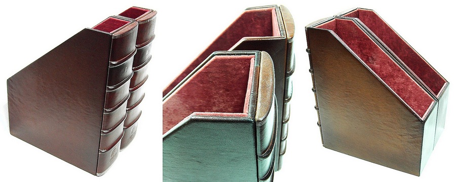 Leder Buchrücken Stehsammler Stehordner mit Prägung