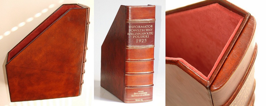 Leder Buchrücken Stehsammler Stehordner mit Prägung