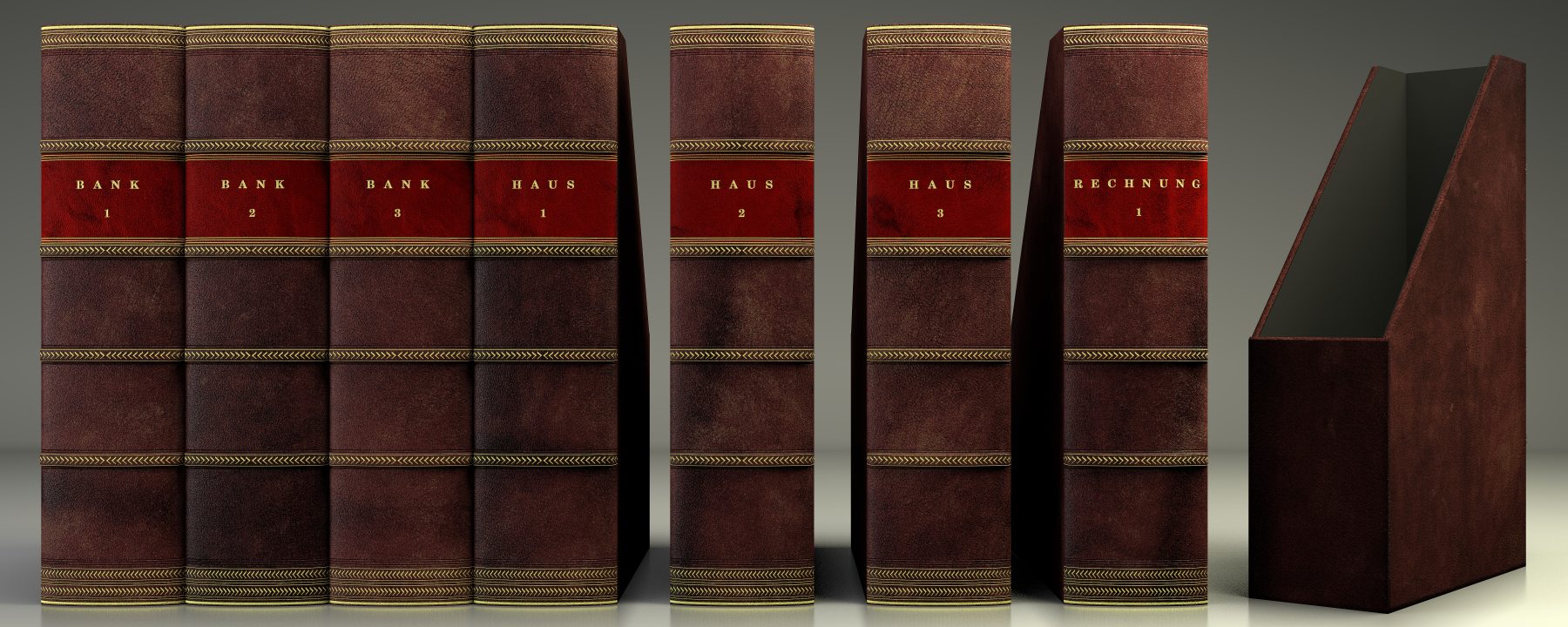 Leder Buchrücken Stehsammler Stehordner mit Prägung