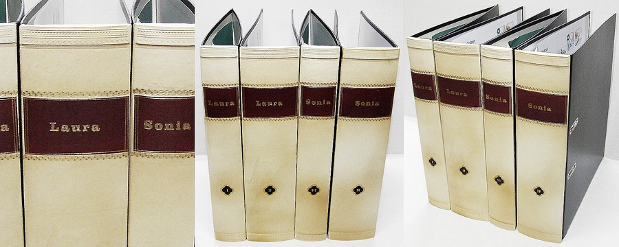 Leder Buchrücken Stehsammler Stehordner mit Prägung