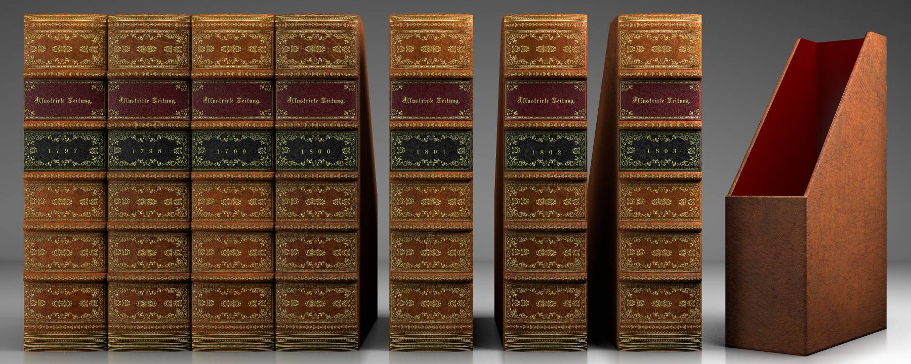 Leder Buchrücken Stehsammler Stehordner mit Prägung