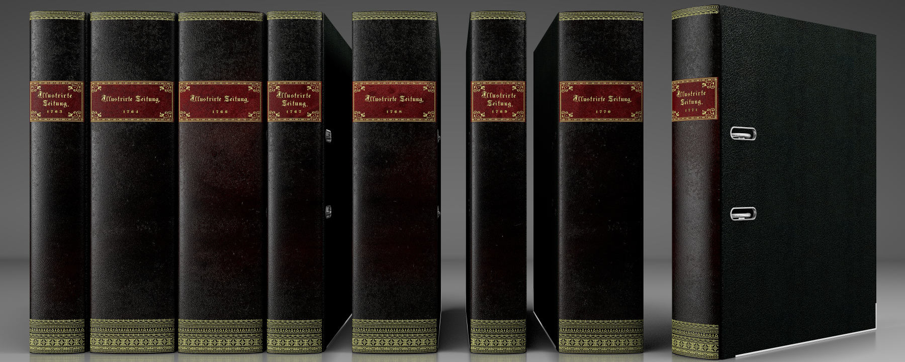 Leder Buchrücken Stehsammler Stehordner mit Prägung