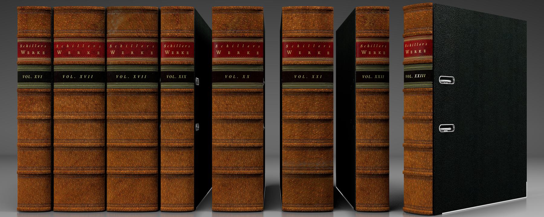 Leder Buchrücken Stehsammler Stehordner mit Prägung