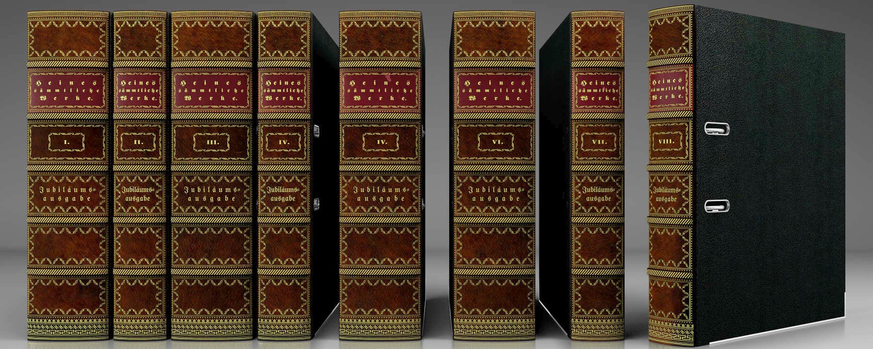 Leder Buchrücken Stehsammler Stehordner mit Prägung