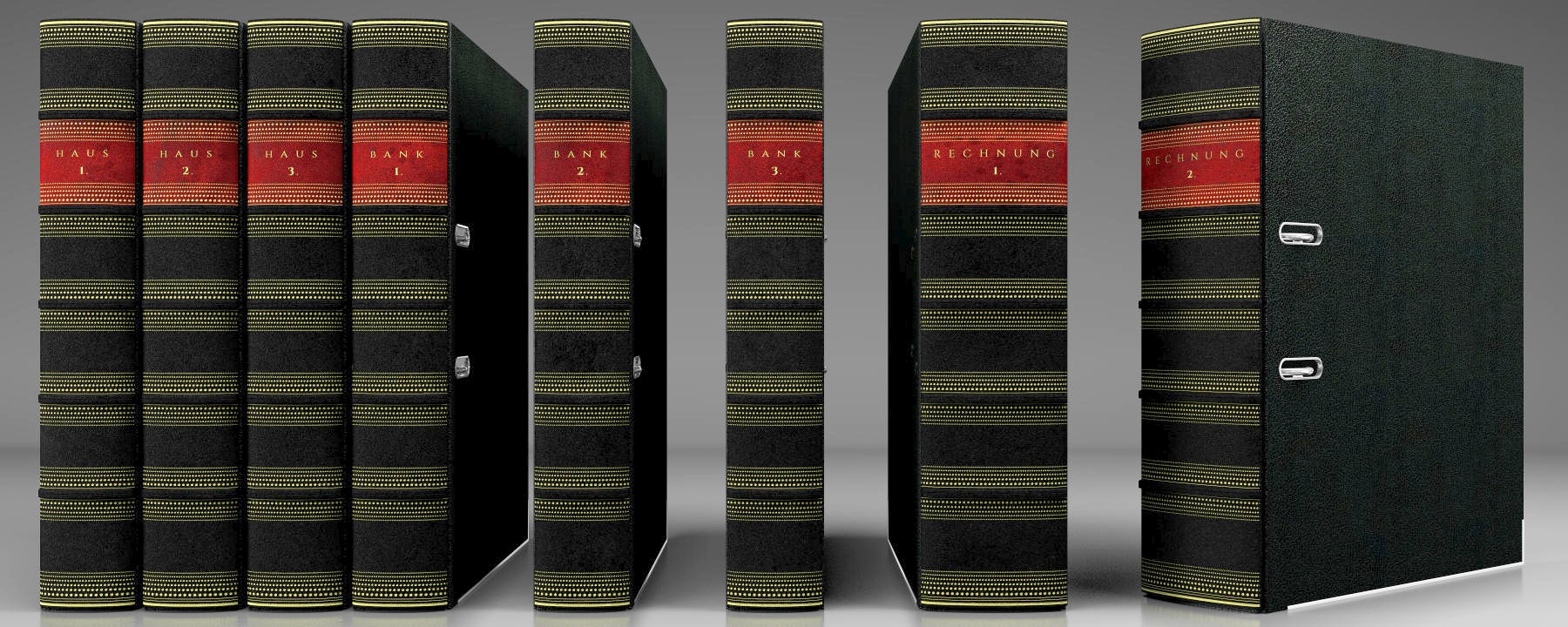 Leder Buchrücken Stehsammler Stehordner mit Prägung