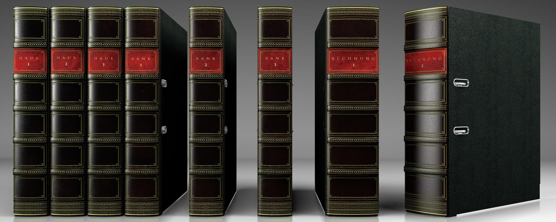 Leder Buchrücken Stehsammler Stehordner mit Prägung